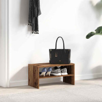 Produktbild för Skohylla stapelbar åldrat trä 60x30x30,5 cm