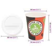 Produktbild för Kaffekoppar i papper med lock 1000 st 8oz 240ml