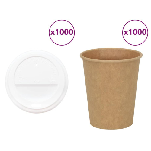 vidaXL Kaffekoppar i papper med lock 1000 st 8oz 200ml