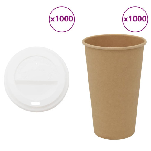 vidaXL Kaffekoppar i papper med lock 1000 st 16oz 400ml