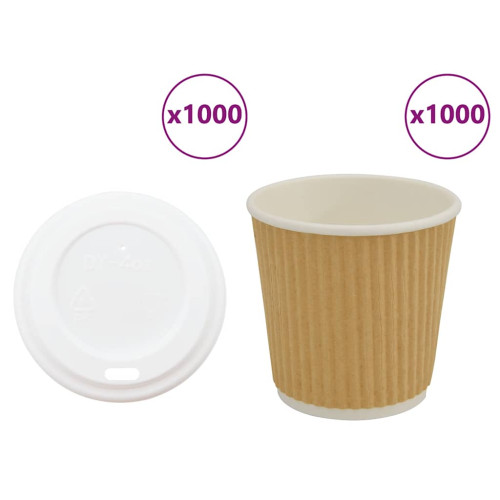 vidaXL Kaffekoppar i papper med lock 1000 st 4oz 100ml