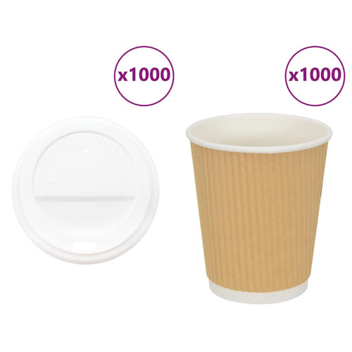 vidaXL Kaffekoppar i papper med lock 1000 st 8oz 200ml