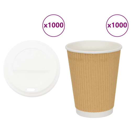 vidaXL Kaffekoppar i papper med lock 1000 st 12oz 300ml