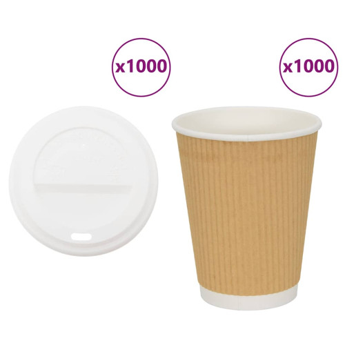 vidaXL Kaffekoppar i papper med lock 1000 st 16oz 400ml