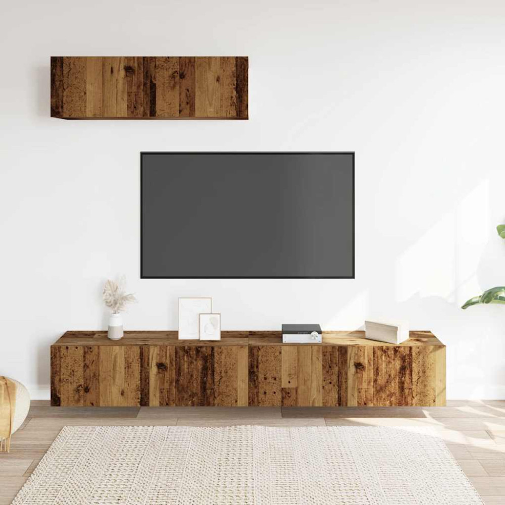 Produktbild för Väggmonterade TV-skåp 3 st 100x30x30 cm konstruerat trä