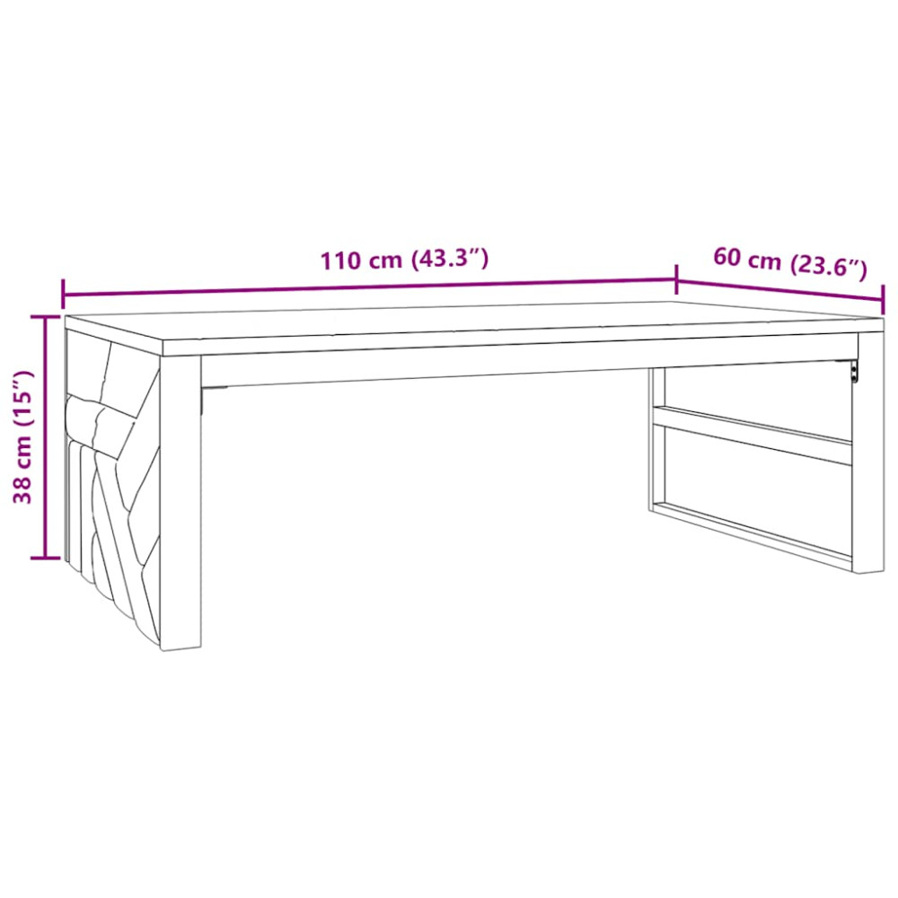 Produktbild för Soffbord 110x60x38 cm massiv teak