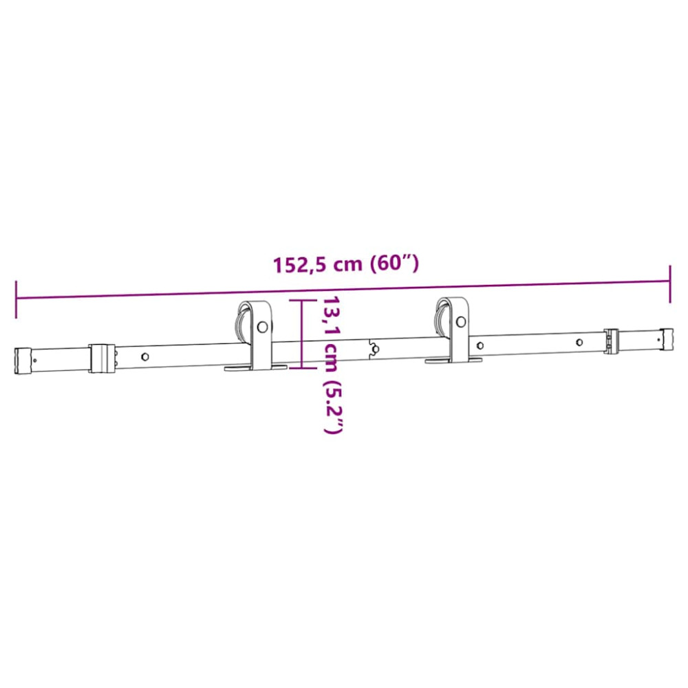 Produktbild för Skjutdörrsbeslag 152,5 cm stål svart