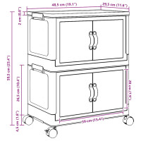 Produktbild för Förvaringslåda stapelbar med hjul 2 nivåer 28L 48,5x29,5x59,5cm