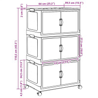 Produktbild för Förvaringslåda stapelbar med hjul 3 nivåer 75 L 69x39,5x110,5cm