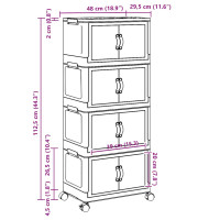 Produktbild för Förvaringslåda stapelbar med hjul 4nivåer 28L 48,5x29,5x112,5cm
