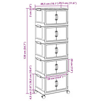 Produktbild för Förvaringslåda stapelbar med hjul 5 nivåer 28 L 48,5x29,5x139cm