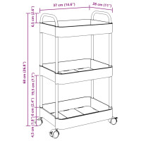 Produktbild för Förvaringsvagn 3-vånings transparent 37x28x68 cm akryl