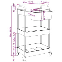 Produktbild för Förvaringsvagn 3-vånings transparent 37x28x68 cm akryl