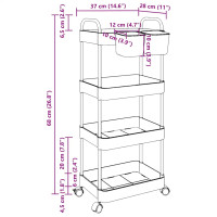 Produktbild för Förvaringsvagn 4-vånings transparent 37x28x95 cm akryl