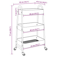 Produktbild för Förvaringsvagn 3 hyllor vit 42x41,5x77 cm stål