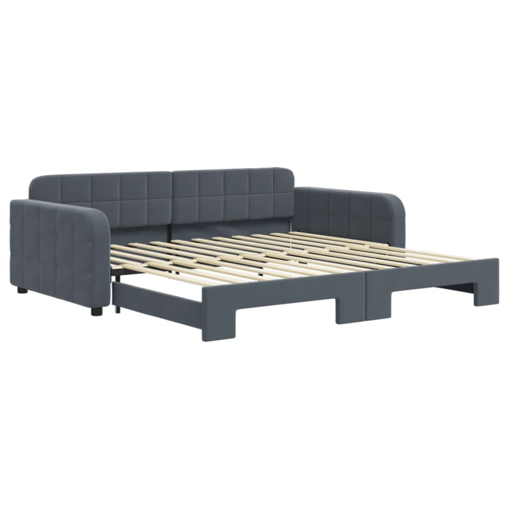 Produktbild för Dagbädd utdragbar mörkgrå 100x200 cm sammet