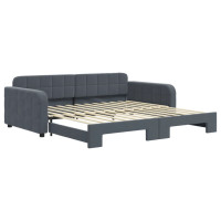 Produktbild för Dagbädd utdragbar mörkgrå 100x200 cm sammet