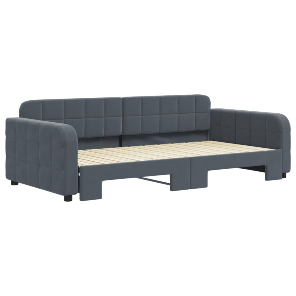 Produktbild för Dagbädd utdragbar mörkgrå 100x200 cm sammet