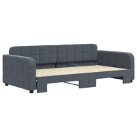 Produktbild för Dagbädd utdragbar mörkgrå 100x200 cm sammet