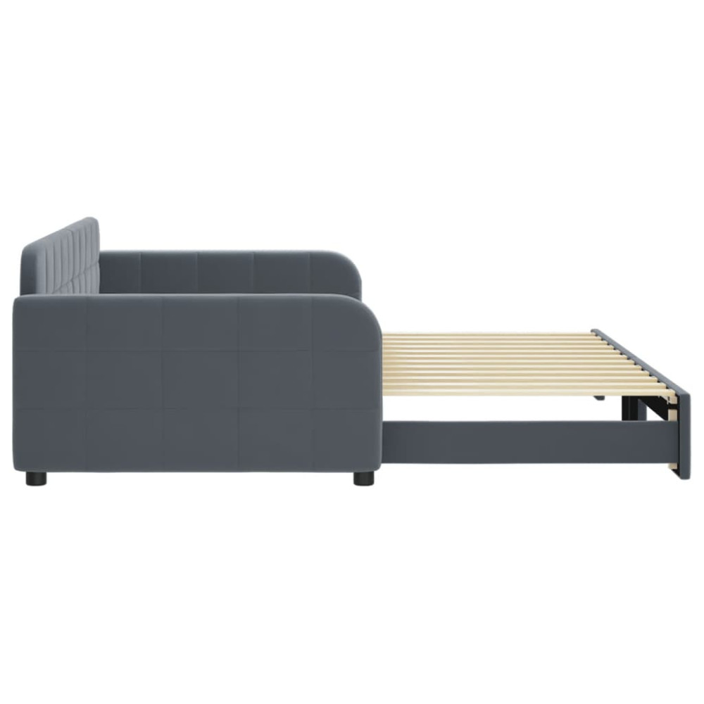 Produktbild för Dagbädd utdragbar mörkgrå 100x200 cm sammet