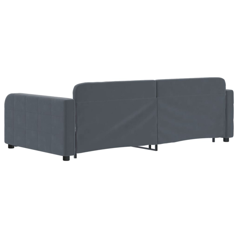 Produktbild för Dagbädd utdragbar med lådor mörkgrå 100x200 cm sammet