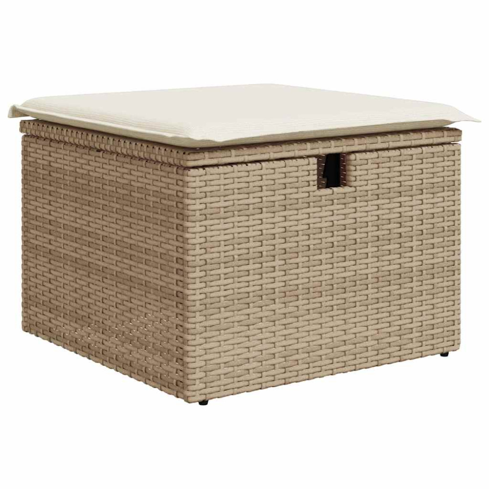 Produktbild för Matgrupp för trädgården med dynor 7 delar beige konstrotting