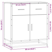 Produktbild för Skänk rökfärgad ek 68x35x76 cm konstruerat trä