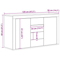 Produktbild för Skänk artisan ek 120x36x69 cm konstruerat trä