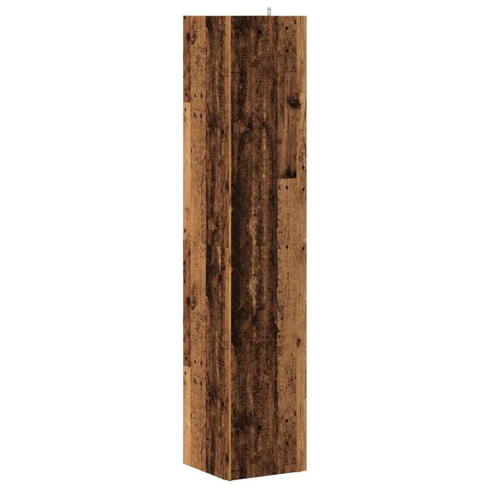 Produktbild för Hörnskåp åldrat trä 33x33x165 cm konstruerat trä