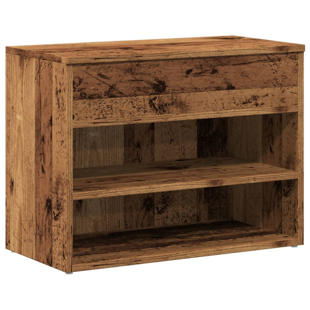 Produktbild för Skobänk åldrat trä 60x30x45 cm konstruerat trä