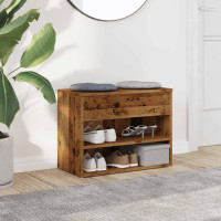 Produktbild för Skobänk åldrat trä 60x30x45 cm konstruerat trä