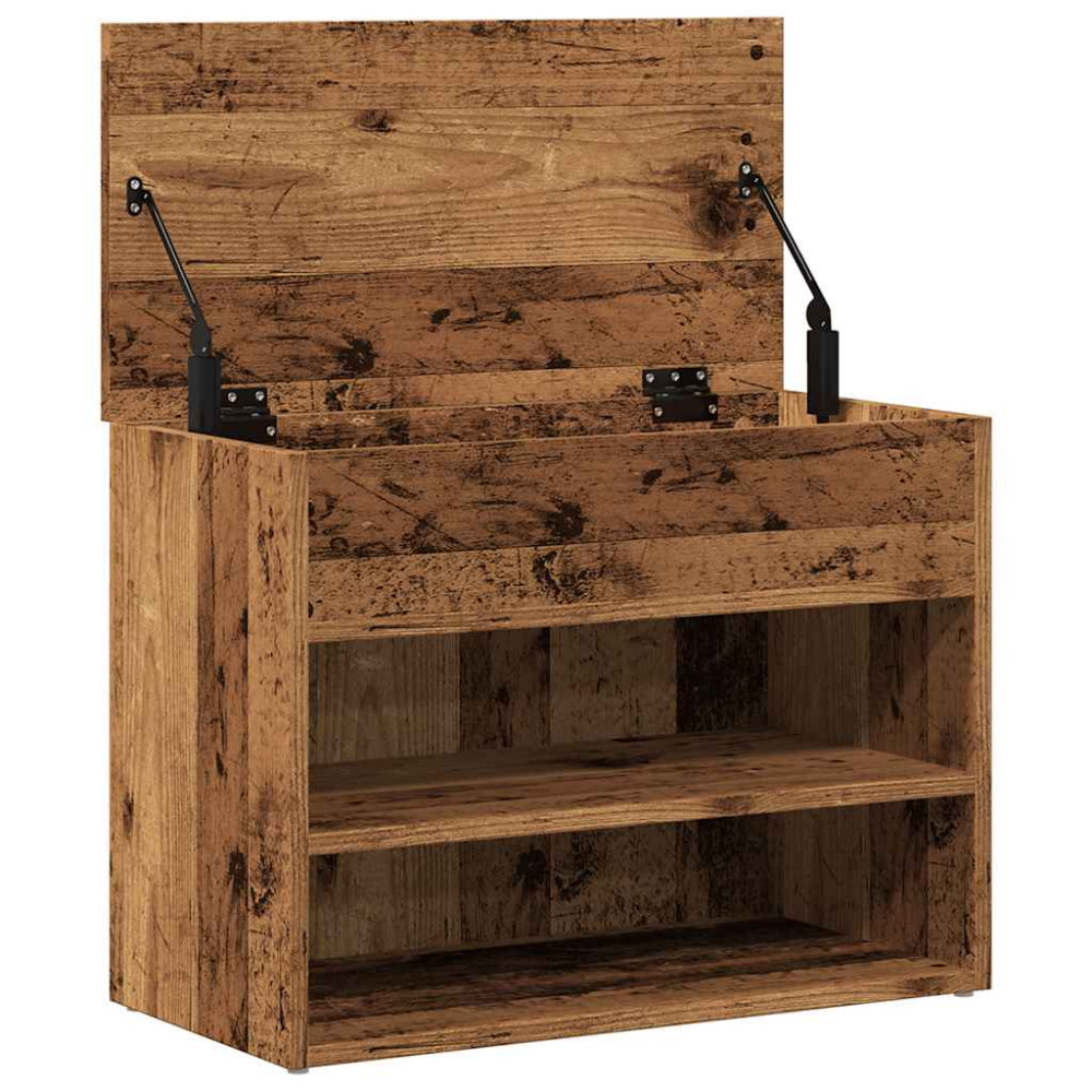 Produktbild för Skobänk åldrat trä 60x30x45 cm konstruerat trä