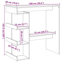 Produktbild för Barbord med hyllor åldrat trä 100x48x101,5 cm