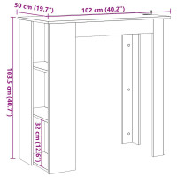 Produktbild för Barbord med hyllor åldrat trä 102x50x103,5 cm konstruerat trä