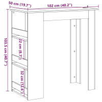 Produktbild för Barbord med förvaringshyllor åldrat trä 102x50x103,5 cm