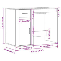 Produktbild för Skrivbord åldrat trä 100x49x75 cm konstruerat trä