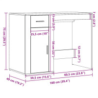 Produktbild för Skrivbord artisan ek 100x49x75 cm konstruerat trä