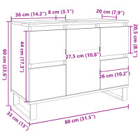 Produktbild för Tvättställsskåp betonggrå 80x33x60 cm konstruerat trä