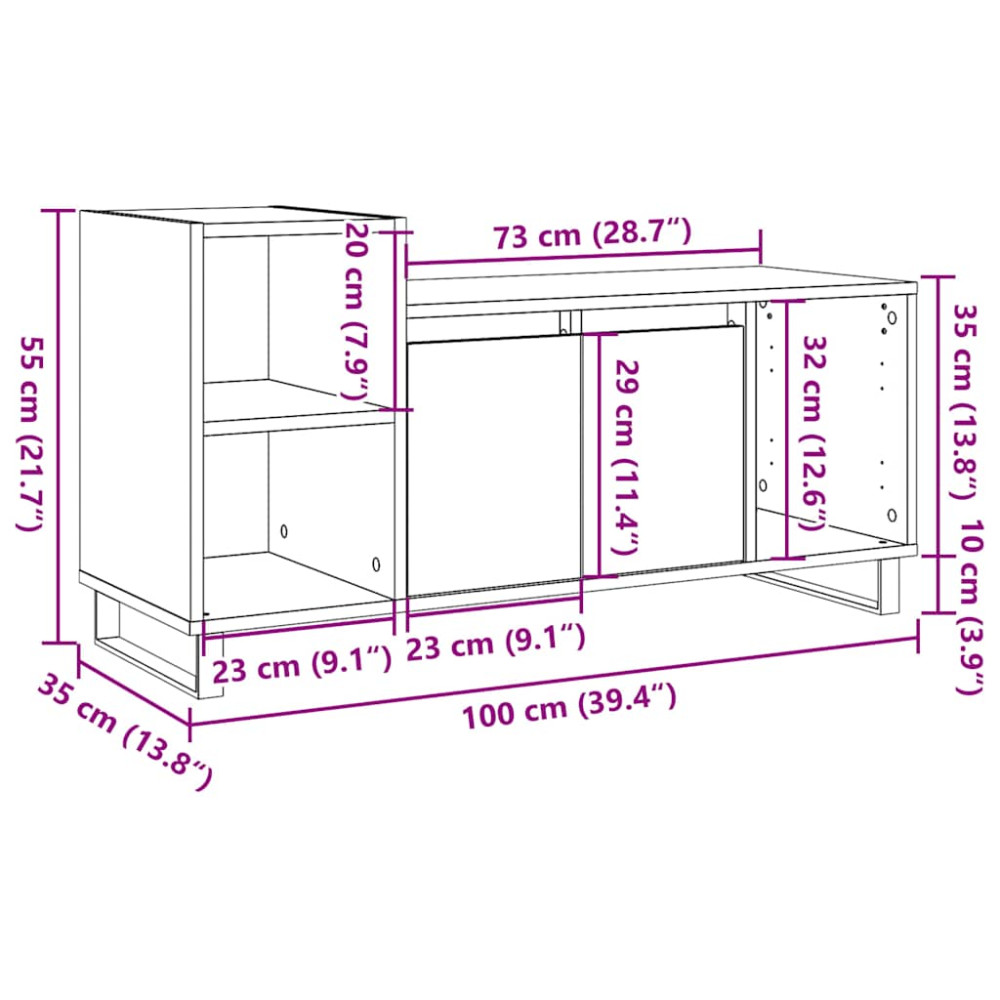 Produktbild för Tv-bänk artisan ek 100x35x55 cm konstruerat trä