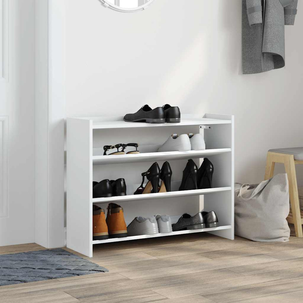 Produktbild för Skohylla vit 80x25x62 cm konstruerat trä