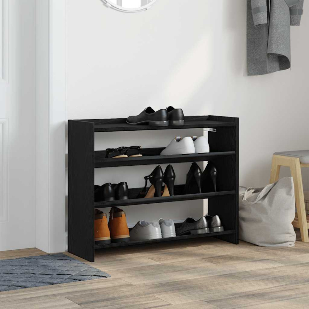 Produktbild för Skohylla svart 80x25x62 cm konstruerat trä