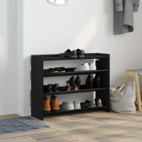 Produktbild för Skohylla svart 80x25x62 cm konstruerat trä