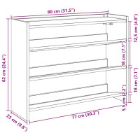 Produktbild för Skohylla betonggrå 80x25x61,5 cm konstruerat trä