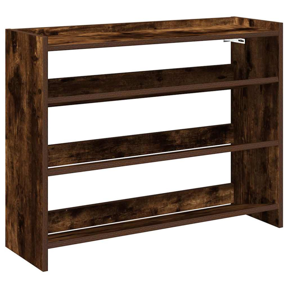 Produktbild för Skohylla rökfärgad ek 80x25x62 cm konstruerat trä