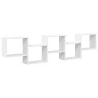 Produktbild för Väggmonterad kubhylla 5 fack vitt konstruerat trä