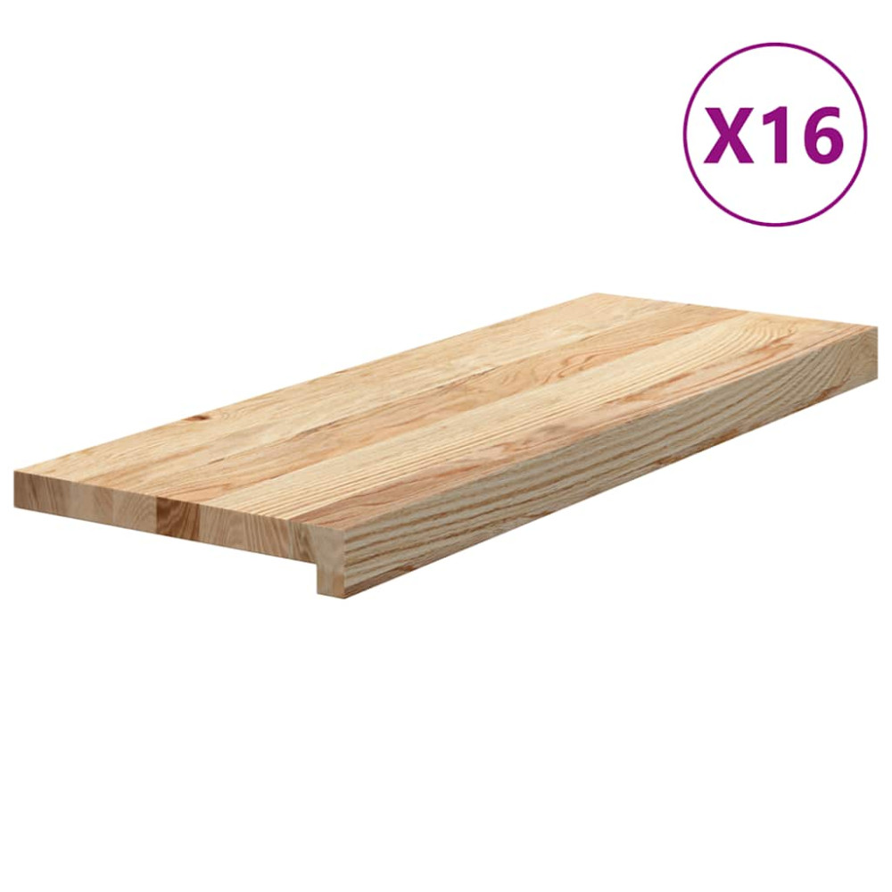 Produktbild för Trappstegsmattor 16 pcs obehandlad 70x30x2 cm massiv ek