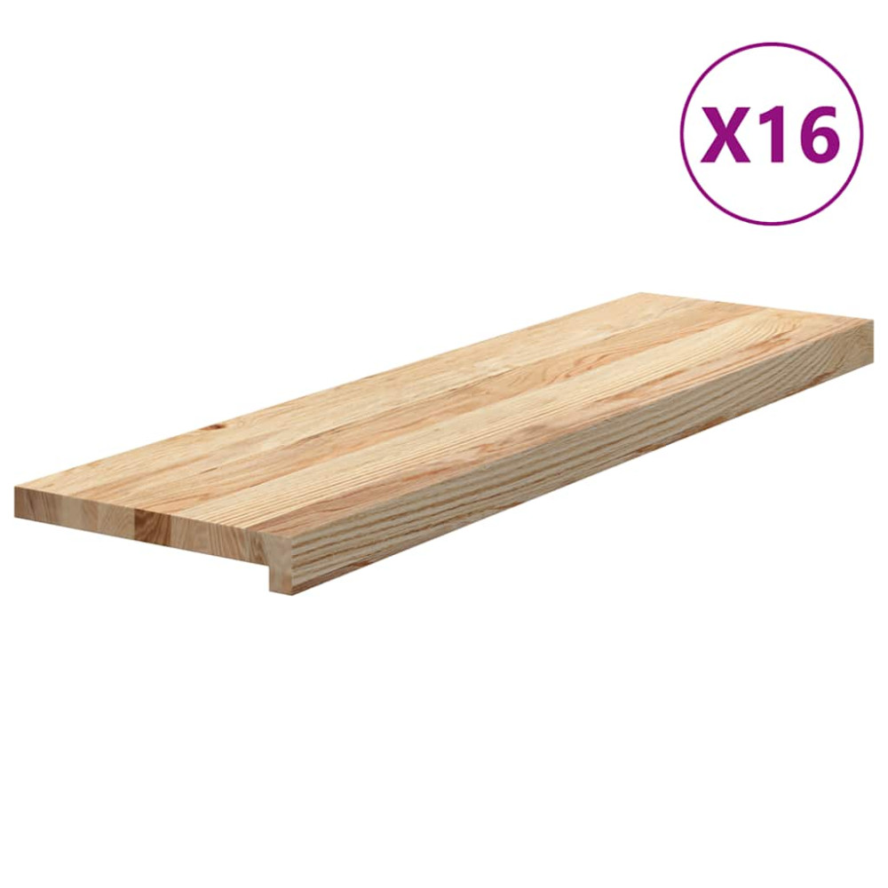 Produktbild för Trappstegsmattor 16 pcs obehandlad 90x30x2 cm massiv ek