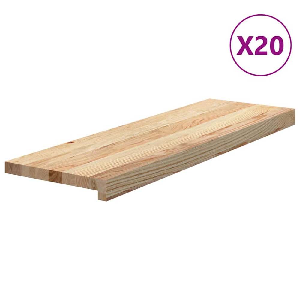 Produktbild för Trappstegsmattor 20 pcs obehandlad 80x25x2 cm massiv ek