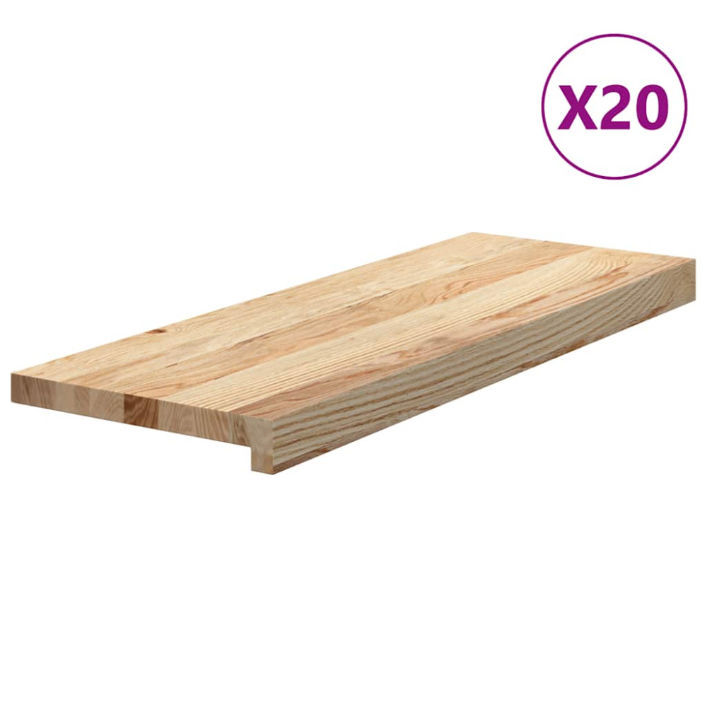 Produktbild för Trappstegsmattor 20 pcs obehandlad 70x30x2 cm massiv ek