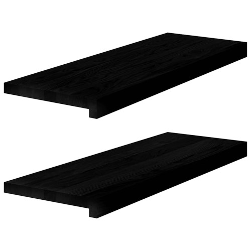 vidaXL Fönsterbänkar 2 st brunsvart 70x25x2 cm massiv ek
